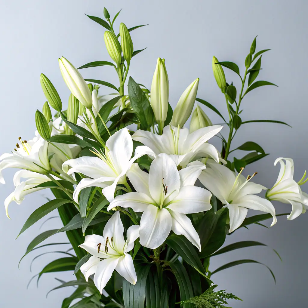 Lily and Greenery Display